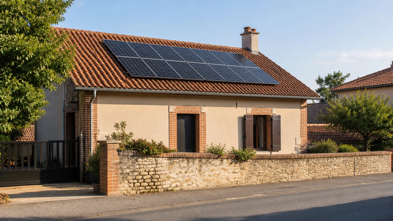 Maison solaire dans une commune tarnaise Maison de village du Tarn avec une installation photovoltaïque compacte